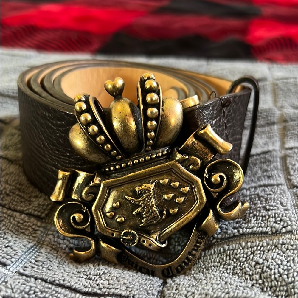Brown Leather Belt with Gold Buckle